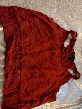Forever 21 Rust Red Crochet Hem Tank Top